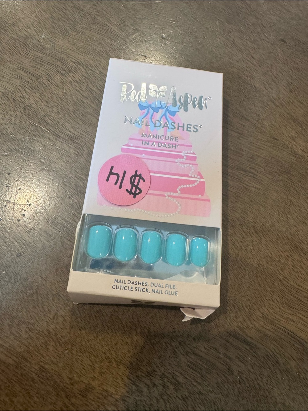 Red Aspen Press On Nails- Memories of Milan, Mackley-Short Square-Blue No Glue